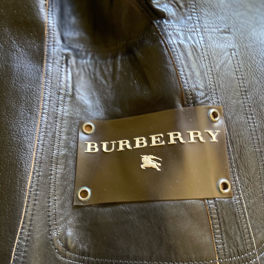 Authentic Burberry Leather Fitted Jacket, S. - image 6